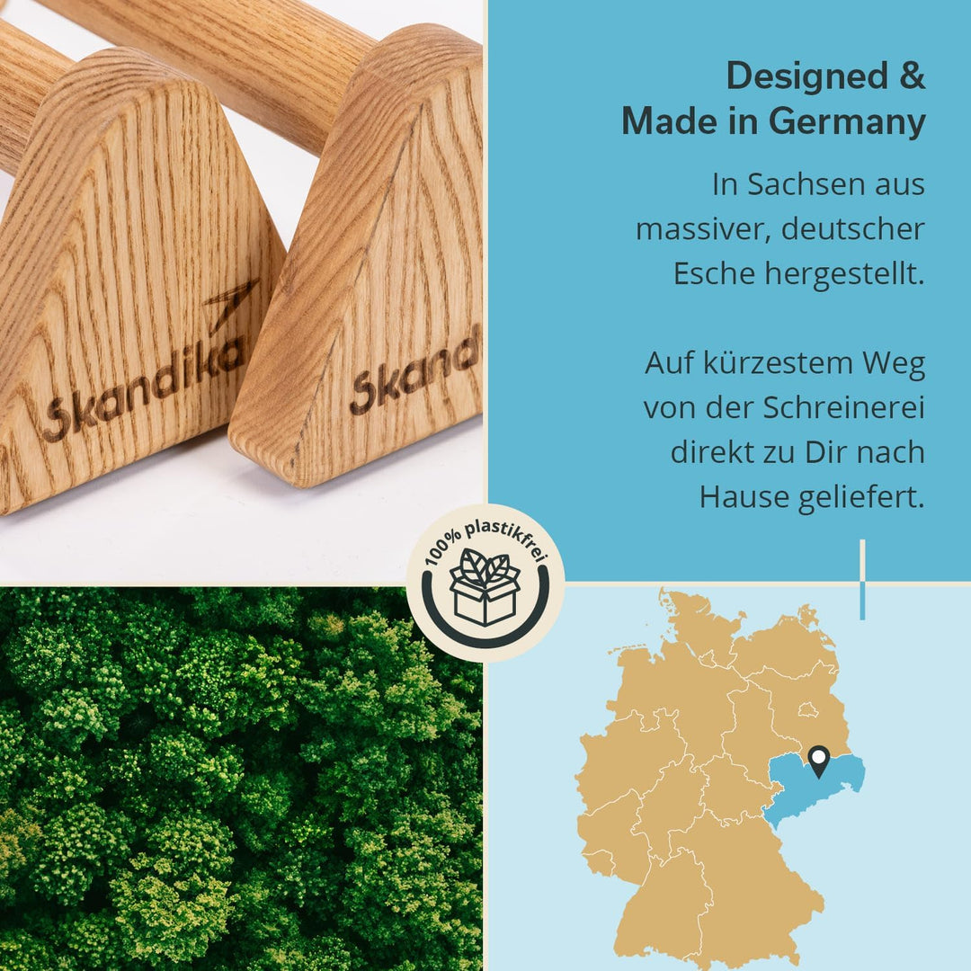 Skandika Vira Liegestützgriffe Holz | Griffe für Handstand & Liegestütze made in Germany, indoor & o