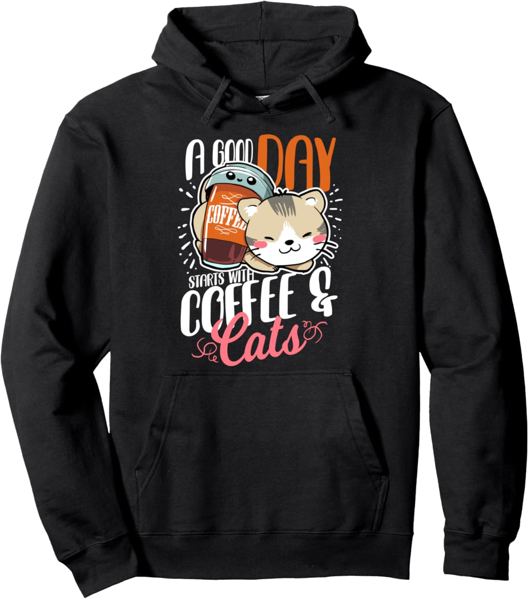 Ein guter Tag beginnt mit Kaffee und Katzen Pullover Hoodie