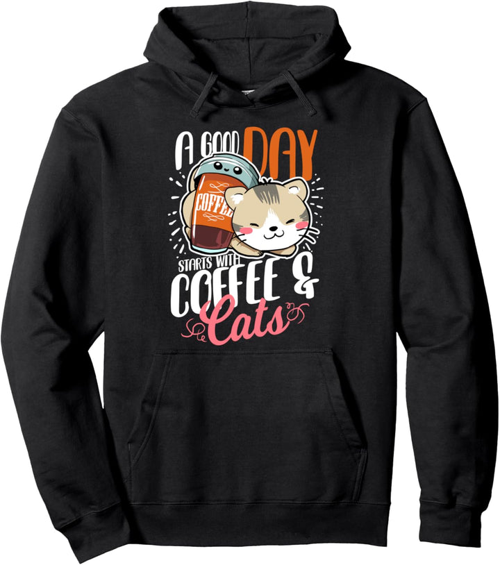 Ein guter Tag beginnt mit Kaffee und Katzen Pullover Hoodie