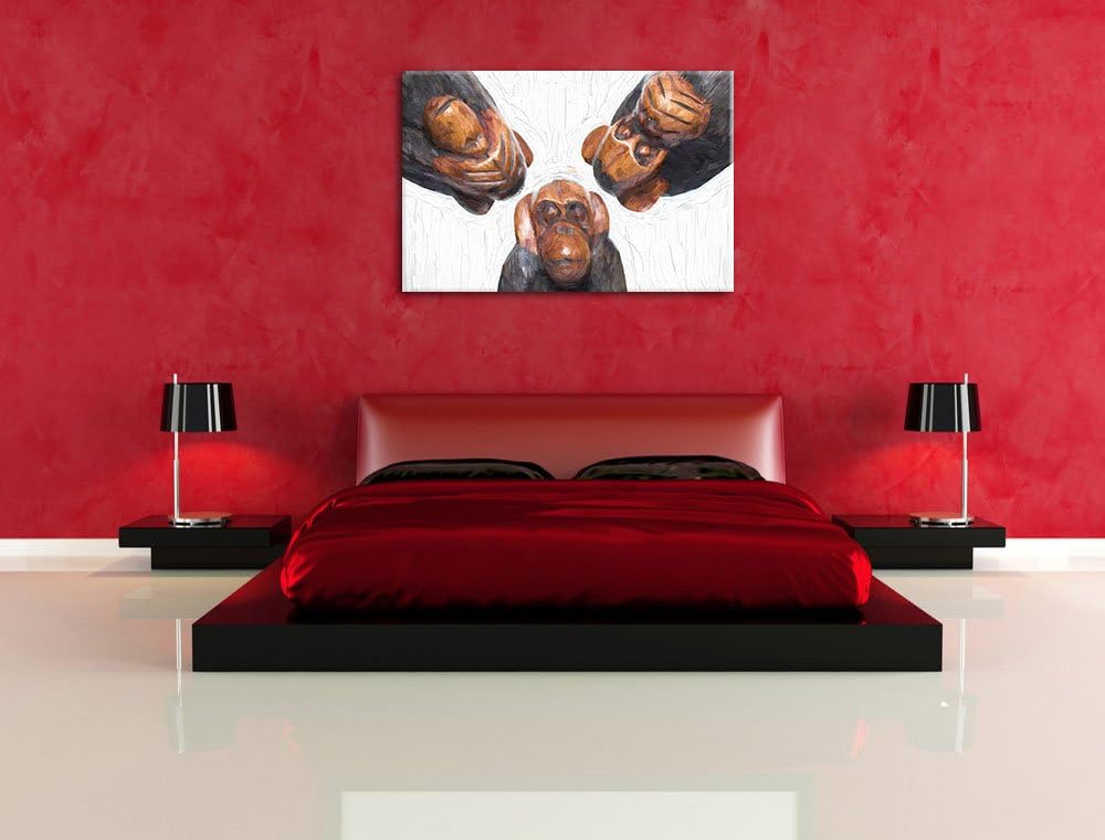 Pixxprint Nichts hören/sehen/Sagen als Leinwandbild/Grösse: 100x70 / Wandbild/Kunstdruck/fertig besp