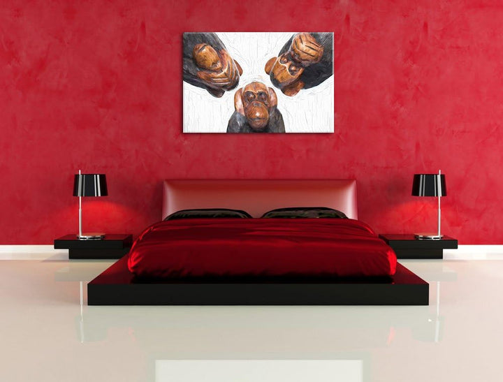 Pixxprint Nichts hören/sehen/Sagen als Leinwandbild/Grösse: 100x70 / Wandbild/Kunstdruck/fertig besp