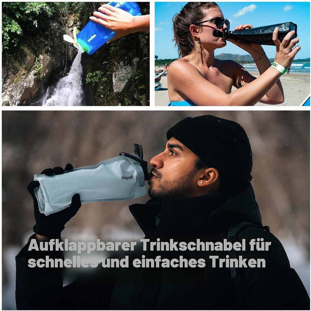 Vapur Eclipse Trinkflasche aus Kunststoff, wiederverwendbar, zusammenfaltbar/zusammenrollbar 1 Liter