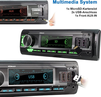 XOMAX XM-R281 Autoradio mit RDS, FM, Bluetooth Freisprecheinrichtung, USB, SD, MP3, ID3, AUX-IN, USB