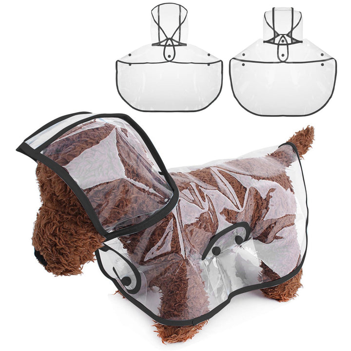 PETCUTE Hunderegenmantel,Wasserdichter Haustier-Regenmantel mit Kapuze,Transparent, PVC, Atmungsakti