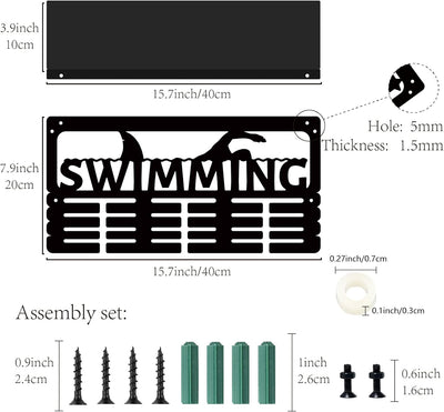 CREATCABIN Schwimmmedaillenhalter Trophäenregal Medaillenaufhänger Display Regalständer Sport 4 Reih