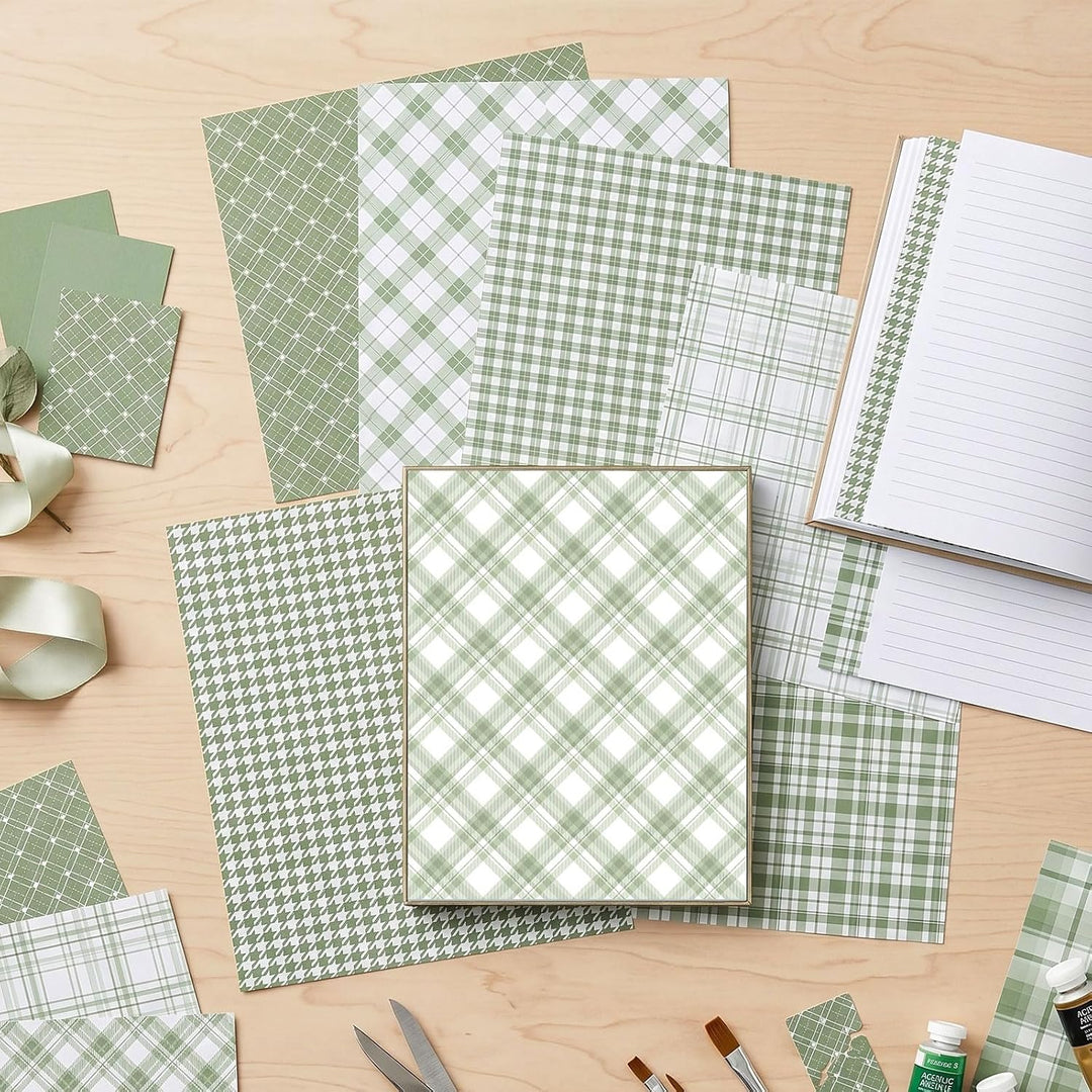 36 Blat Scrapbook Papier 30x30 cm Bastelpapier mit Muster (Grün) | Doppelseitiges Motivpapier Bunt D