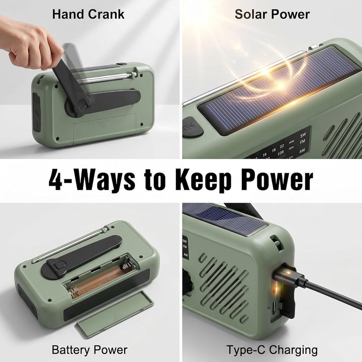 Notfall Radio, 3-Wege-Laden Emergency Radios,2000mAh Profi-Überlebensradio 3-Wege-Ladung (Solar/Hand