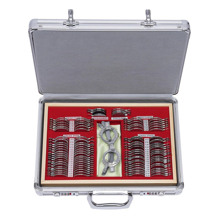 Trial Lens Testlinsen-Set, 104tlg Linsen Mit Testbrille Testlinsenausrüstung Metal Optometry Testlin