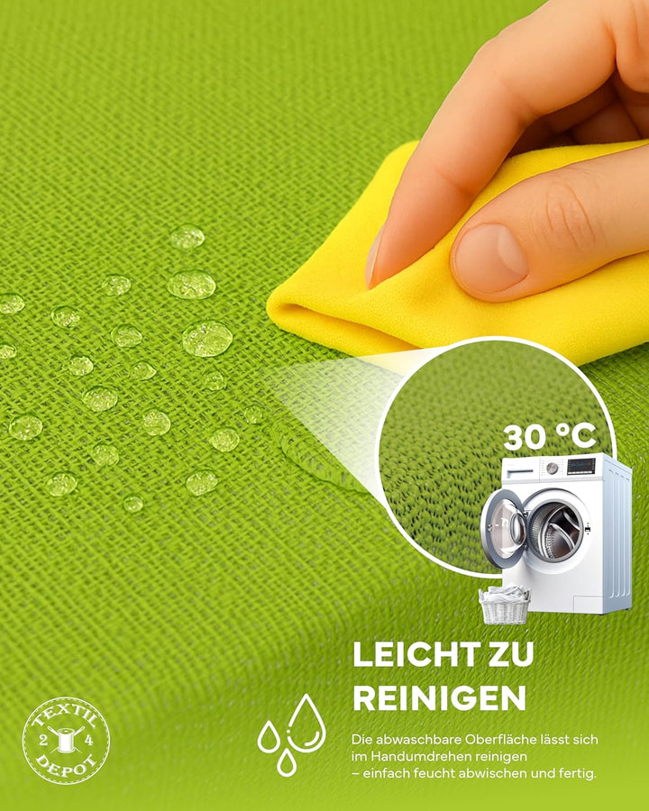 texpot Gartentischdecke mit Fransen - wetterfest - geschäumt - rutschfest (160 x 220 cm oval, Grün)