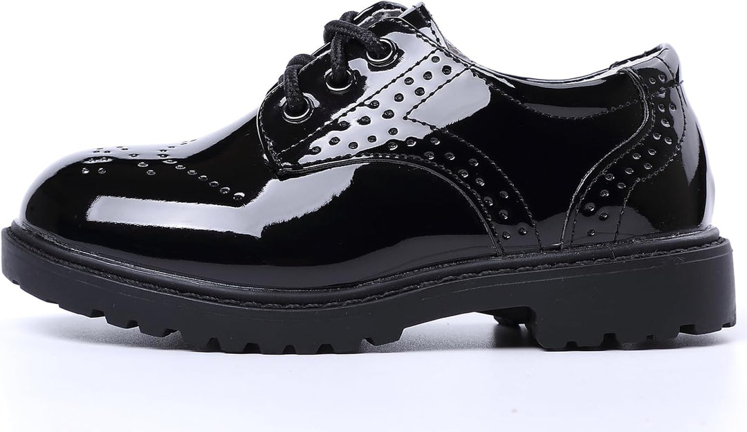 PPXID Jungen Schnürhalbschuhe wasserdichte Lackschuhe Schule Oxfords Uniform Hochzeit Anzugschuhe 22