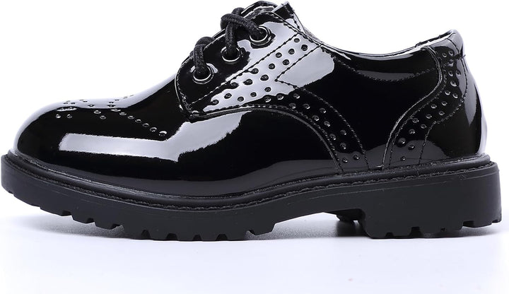 PPXID Jungen Schnürhalbschuhe wasserdichte Lackschuhe Schule Oxfords Uniform Hochzeit Anzugschuhe 22