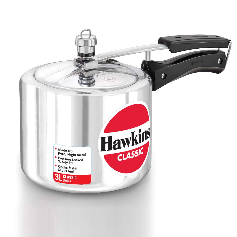HAWKIN Classic CL3T Schnellkochtopf, Aluminium, 3 l, silberfarben 3-Liter, 3-Liter