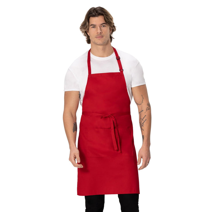 Colour by Chef Works B196 Verstellbare Latzschürze, Rot, Rot