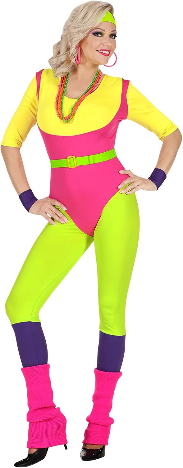 "80s AEROBICS INSTRUCTOR" (jumpsuit, belt, sweatband, wristbands) - (M), M