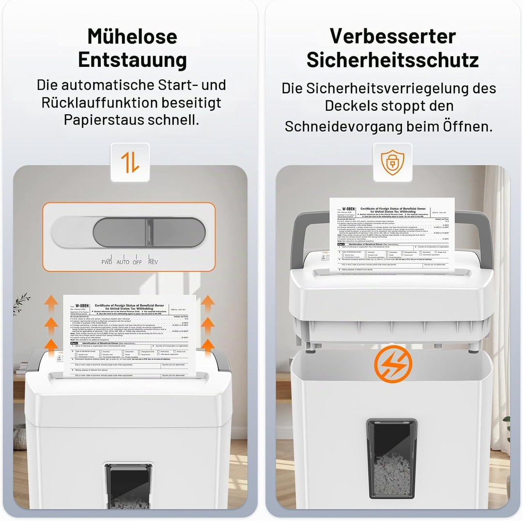 Bonsaii P-4 Mikroschnitt Aktenvernichter, zerkleinert bis zu 12 Blatt Papier auf einmal, mit Anti-Bl