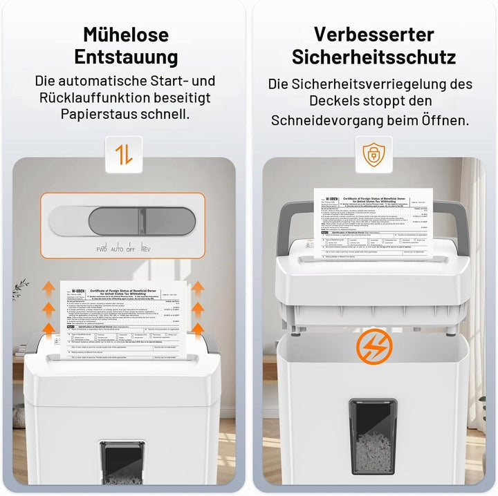 Bonsaii P-4 Mikroschnitt Aktenvernichter, zerkleinert bis zu 12 Blatt Papier auf einmal, mit Anti-Bl