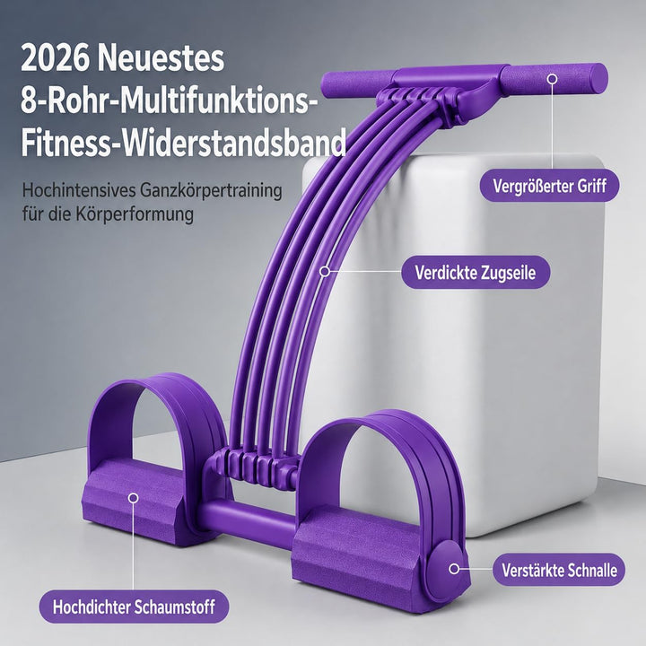 8 Tube Fitnessbänder Mit Griff &amp; Pedal, Upgrade 3-In-1 Multifunktionales Zugseil, Elastischer Widers