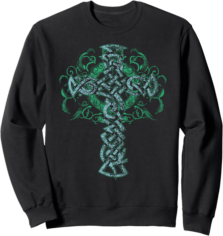 Celtic Cross Folk Art Pagan Irish Scottish Crucifix Artistic Sweatshirt