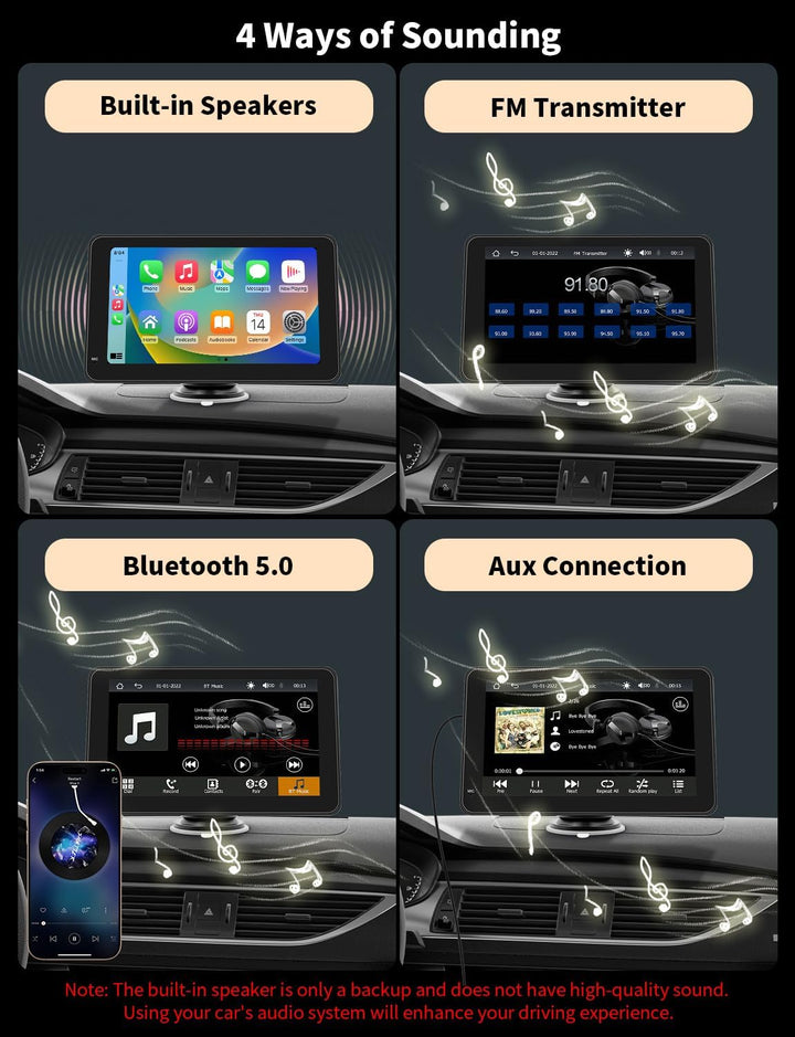 7 Zoll Carplay Display, 2025 Upgrade Android Auto Bildschirm, car Play Buddy Display mit Navigation,