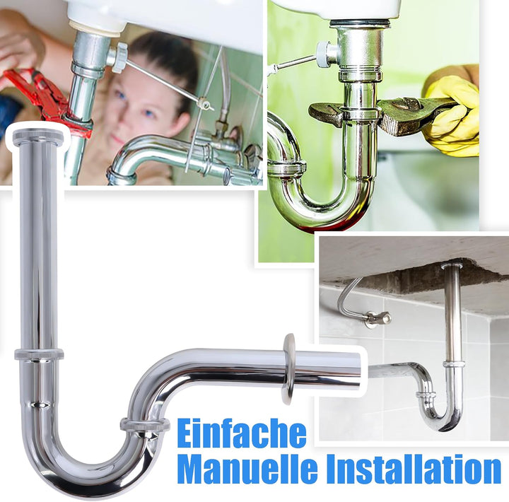 Universal Siphon Waschbecken 200mm Extra Lang G1-1/4" Edelstahl Abflussrohr, Ablaugarnitur Waschbeck