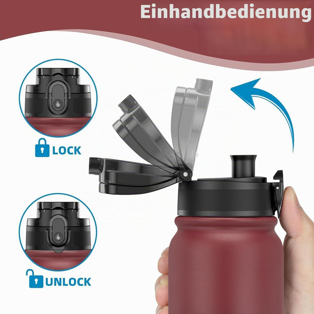 OLDLEY 600ml/20oz Edelstahl-Wasserflasche, Doppelwandige Vakuumflasche, Hält Getränke Heiss und Kalt