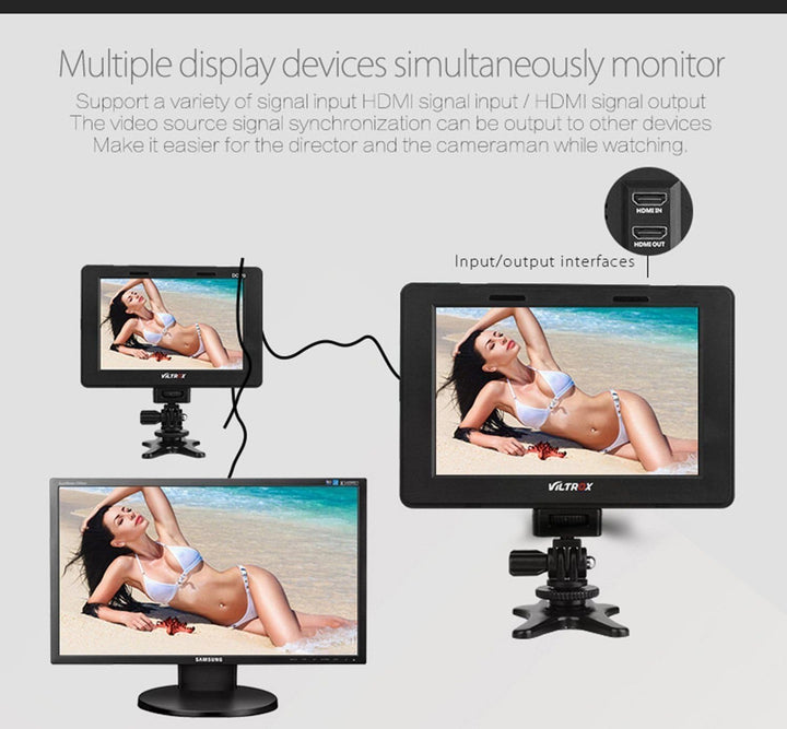 VILTROX® DC-70 7 Zoll HD Kamera Video Field Monitor Unterstützt 4k - Signal für DSLR Canon Nikon Son