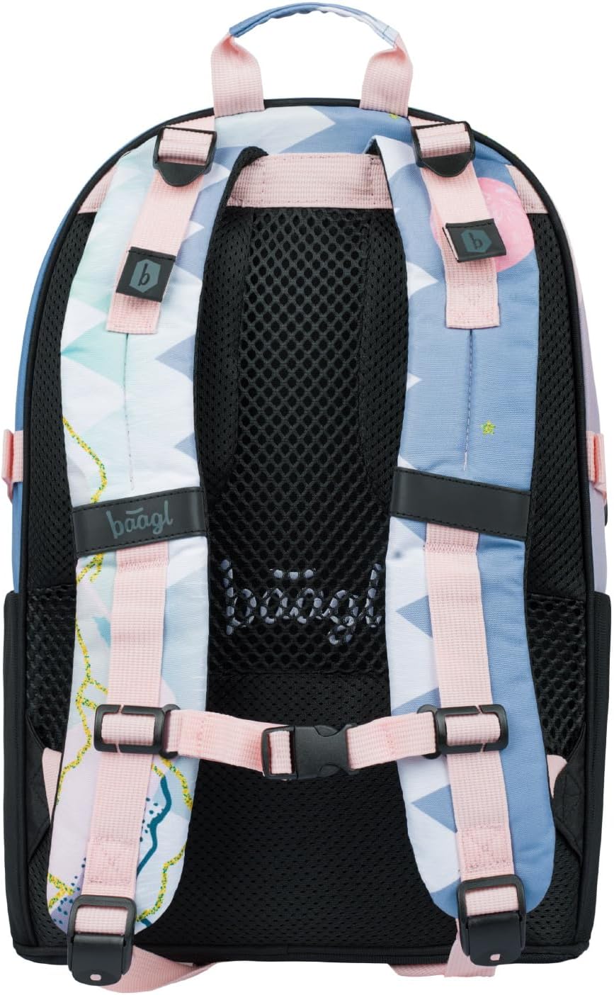 Baagl Schulrucksack Set Mädchen 5-Teilig, Schultasche ab 3. Klasse, Grundschule Ranzen mit Brustgurt