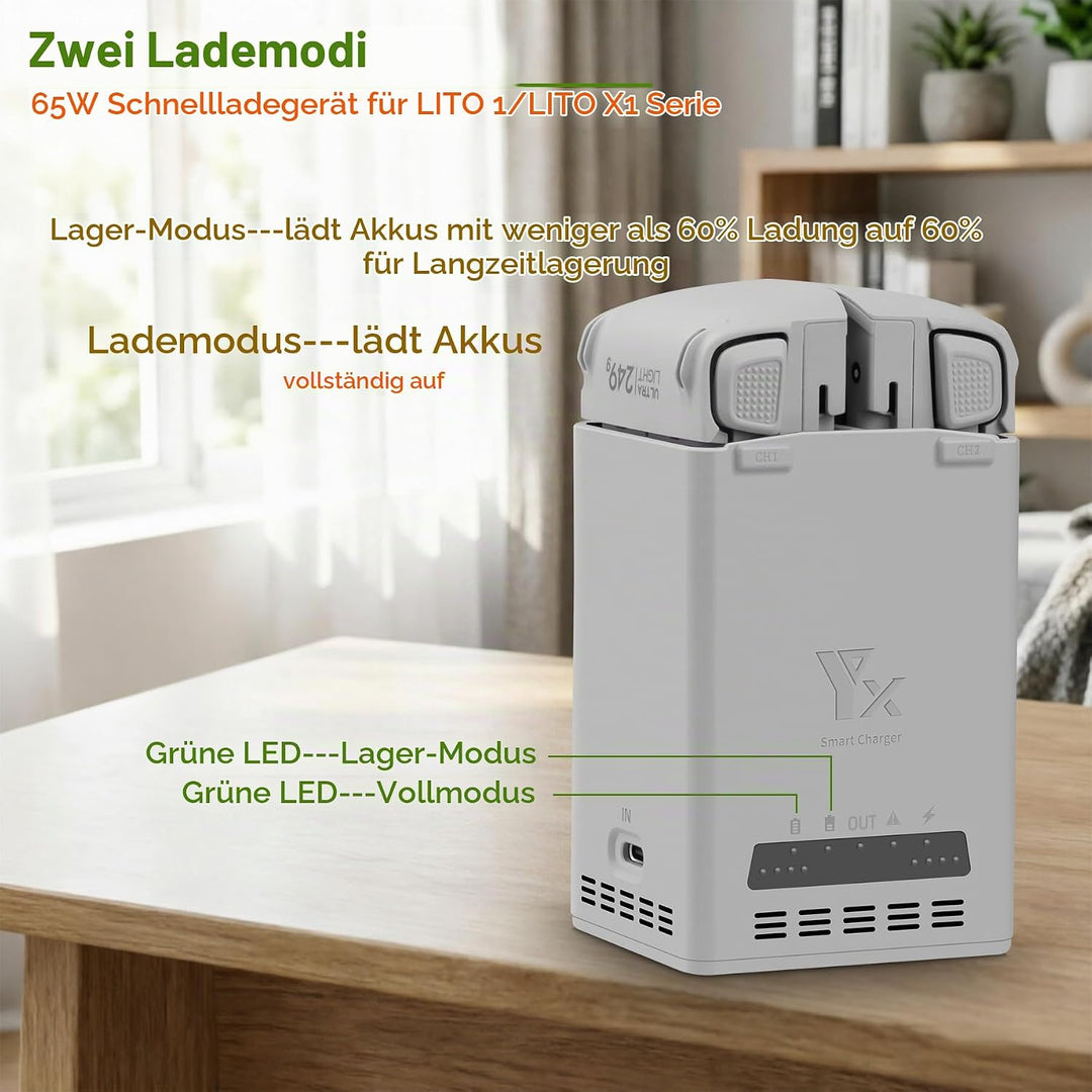 65W Akku Ladegerät für DJI Lito 1 X1,Fast Zwei-Wege Ladestation | Charger Hub,Charging Zwei Batterie