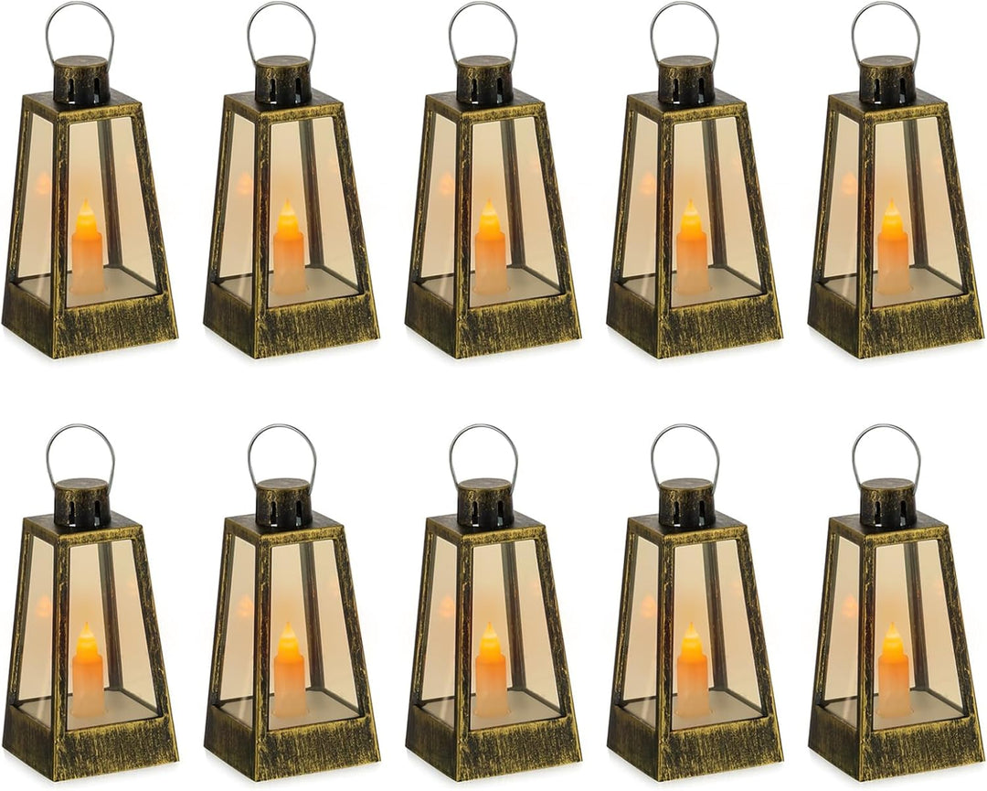 Orientalische Laterne Gold Weihnachten Tischdeko - Romadedi 10er Set Mini LED Laterne Metall mit Bat