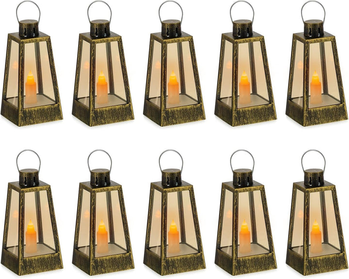 Orientalische Laterne Gold Weihnachten Tischdeko - Romadedi 10er Set Mini LED Laterne Metall mit Bat