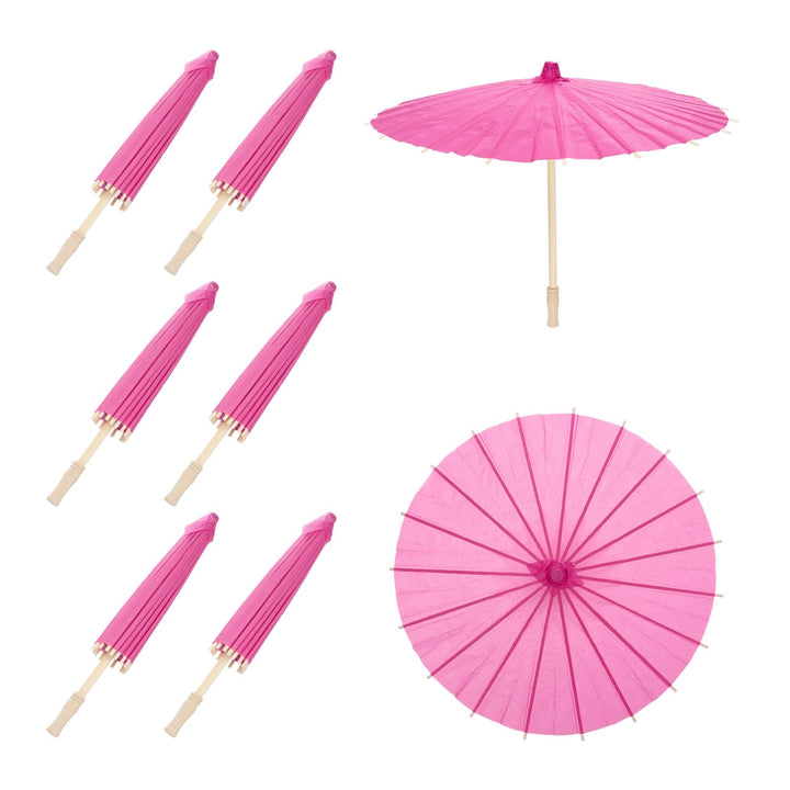 QUARKZMAN 6 Stück Papierschirme 16" Papier Parasol Schirme Rosenrot | DIY Ölpapier Bemalte Schirme,