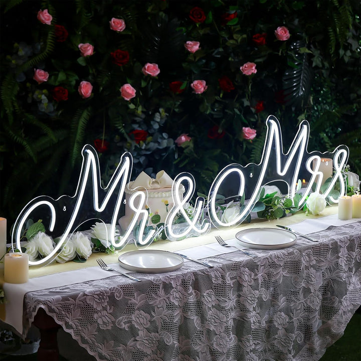 Kittmip Mr. and Mrs Neonschild für Hochzeit, Neonlicht, LED-Hintergrund, Wanddekoration, USB-Schild,