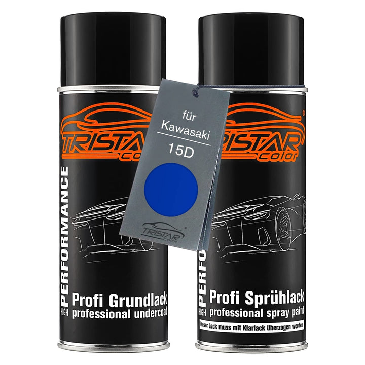 TRISTARcolor Motorradlack Spraydosen Set für Kawasaki 15D Candy Plasma Blue Grundlack Basislack Sprü
