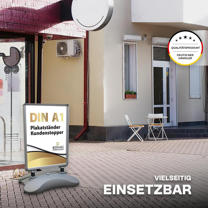 Dreifke Kundenstopper Keitum Wind Line DIN A1 silber| beidseitig für 2 Plakate | stabiler Fuss für s