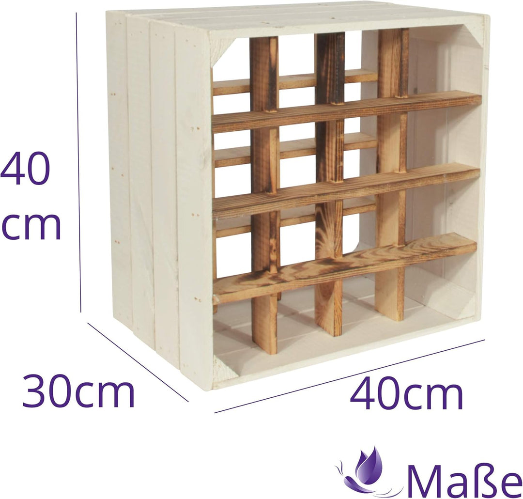 CHICCIE 3 Set Weinregal Wino aus Holz - Weiss Geflammt + Regal Holzkiste 3 +