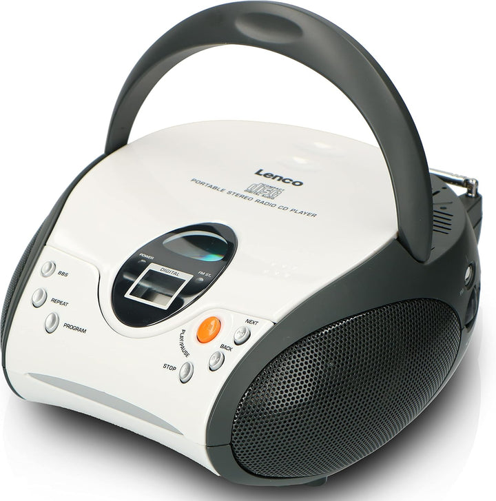 LENCO UKW-Radio m.CD Stereo,weiss SCD-24 White ohne Bluetooth Weiss, ohne Bluetooth Weiß