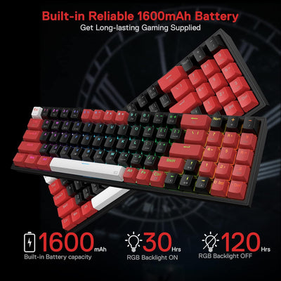 Redragon K628 Pro 75% Kabellose RGB-Gaming-Tastatur mit 3 Modi, 78 Tasten, Hot-swap-fähige Kompakte