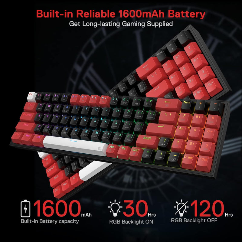 Redragon K628 Pro 75% Kabellose RGB-Gaming-Tastatur mit 3 Modi, 78 Tasten, Hot-swap-fähige Kompakte