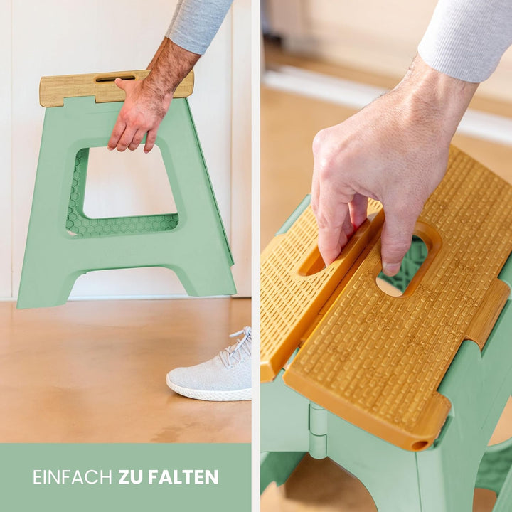 Vigar Kompakte Tritthocker Klappbar für Erwachsene, 32 cm, Klapphocker Faltbar 150 kg rutschfest, Le