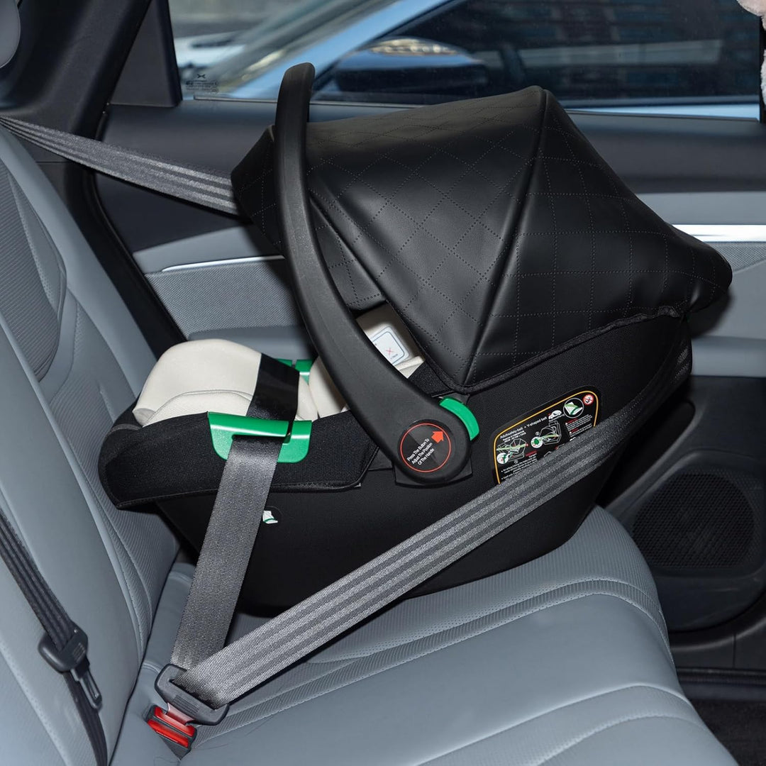 Gcarebb PU Leder 3 in 1 Kinderwagen, Buggy Mit Auto Babyschale, Mit Einem Klick Zusammenklappbarer T