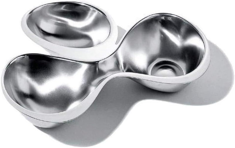 Alessi RA03 Schale mit 3 Sektionen, Edelstahl, Silber, 10.5 x 21.5 x 13.5 cm, 10.5 x 21.5 x 13.5 cm