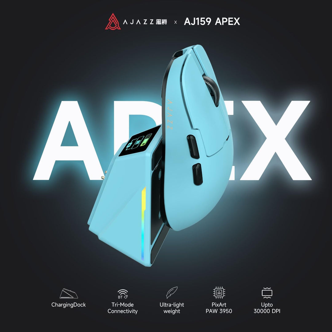 AJAZZ AJ159 APEX Wireless Gaming Mouse with RGB Magnetic Charging Base, Lightweight 56 Gram Design,