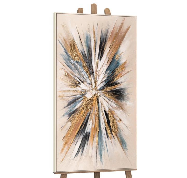 YS-Art Luxus bunte Abstrakt Acryl Gemälde auf Leinwand leinwand mit Rahmen beige handgemalt Wandbild