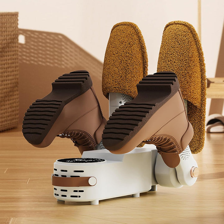 Qcwwy Elektrischer Schuhtrockner mit 4 Köpfen, 360 ° Wind, ausziehbarer Kopf, Synchronisationsfunkti