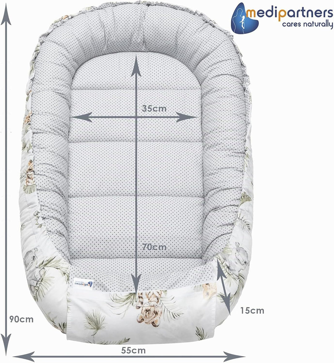 Medi Partners Babynest Kuschelnest Babynestchen 100% Baumwolle Nestchen Reisebett für Babys Säugling