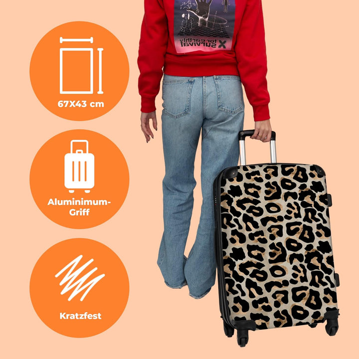 Teenager Mädchen Geschenke Trolley Koffer Reisetasche mit Rollen Suitcase Kinder - Panther Druck - T