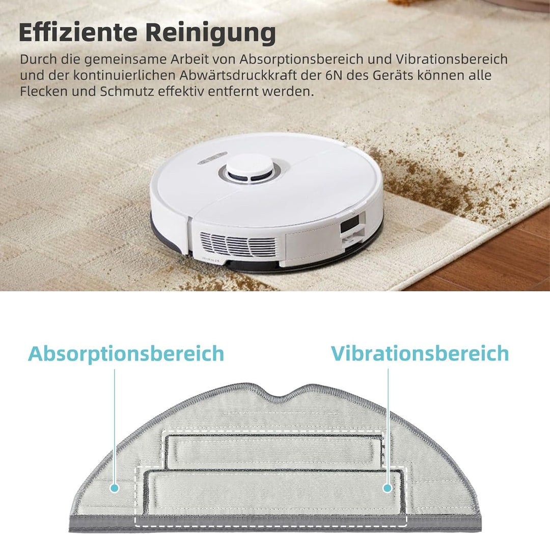 8 Stück Wischtücher für Roborock S8 Pro Ultra Saugroboter, Silberionen Mikrofaser VibraRise 2.0 Wisc