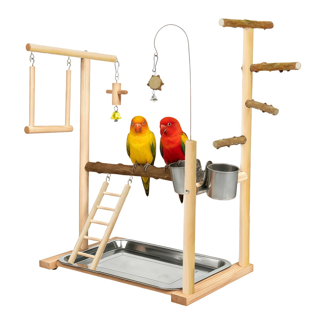 Grosses Wellensittich Spielplatz, Holz Vogel Spielplatz, Vogelspielplatz mit Feeder, Vogelbaum für W