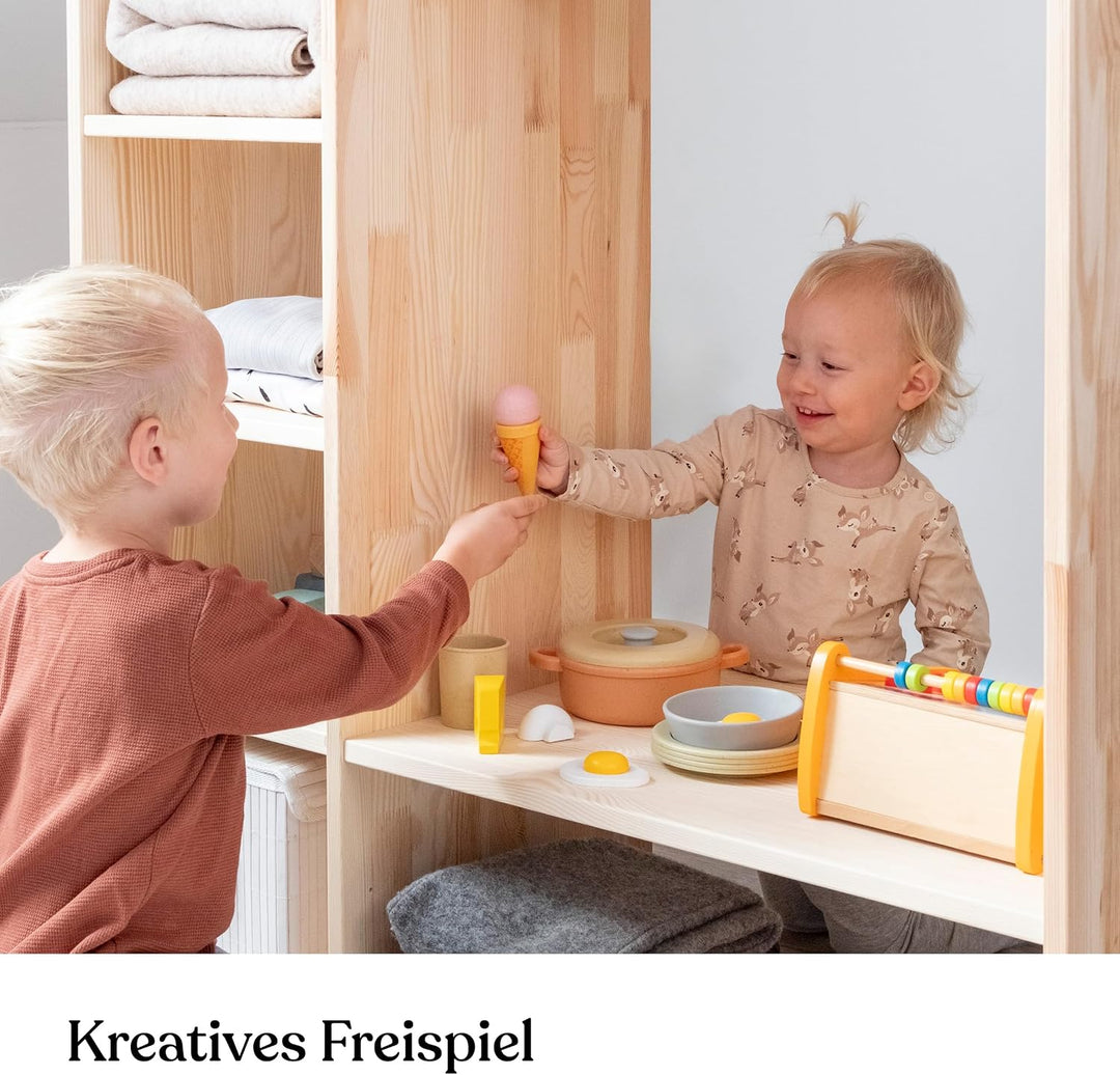 Ehrenkind® Montessori Kleiderschrank | Kinderregal Kiefer Natur | Kinderschrank FSC Zertifiziert | G