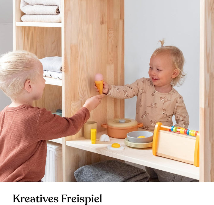 Ehrenkind® Montessori Kleiderschrank | Kinderregal Kiefer Natur | Kinderschrank FSC Zertifiziert | G